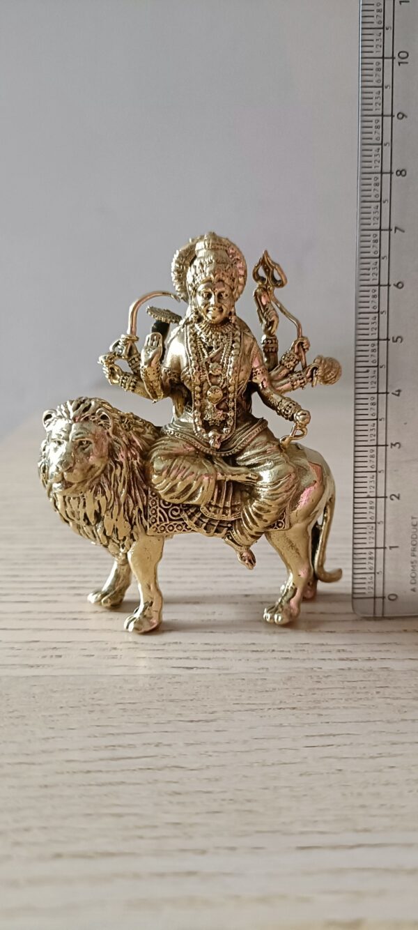 3-Inch Brass Maa Durga Idol – Seated on Lion, Symbol of Strength & Divine Protection (approx 75 gms) - Image 8