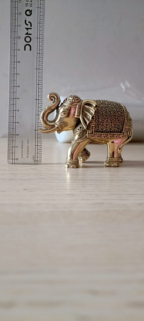 Set of 3 Brass Elephants – Trunk in Namaskar Posture (2", 2.5", 3") (approx 200 gms for set) - Image 7