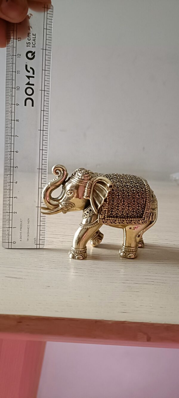 Set of 3 Brass Elephants – Trunk in Namaskar Posture (2", 2.5", 3") (approx 200 gms for set) - Image 6