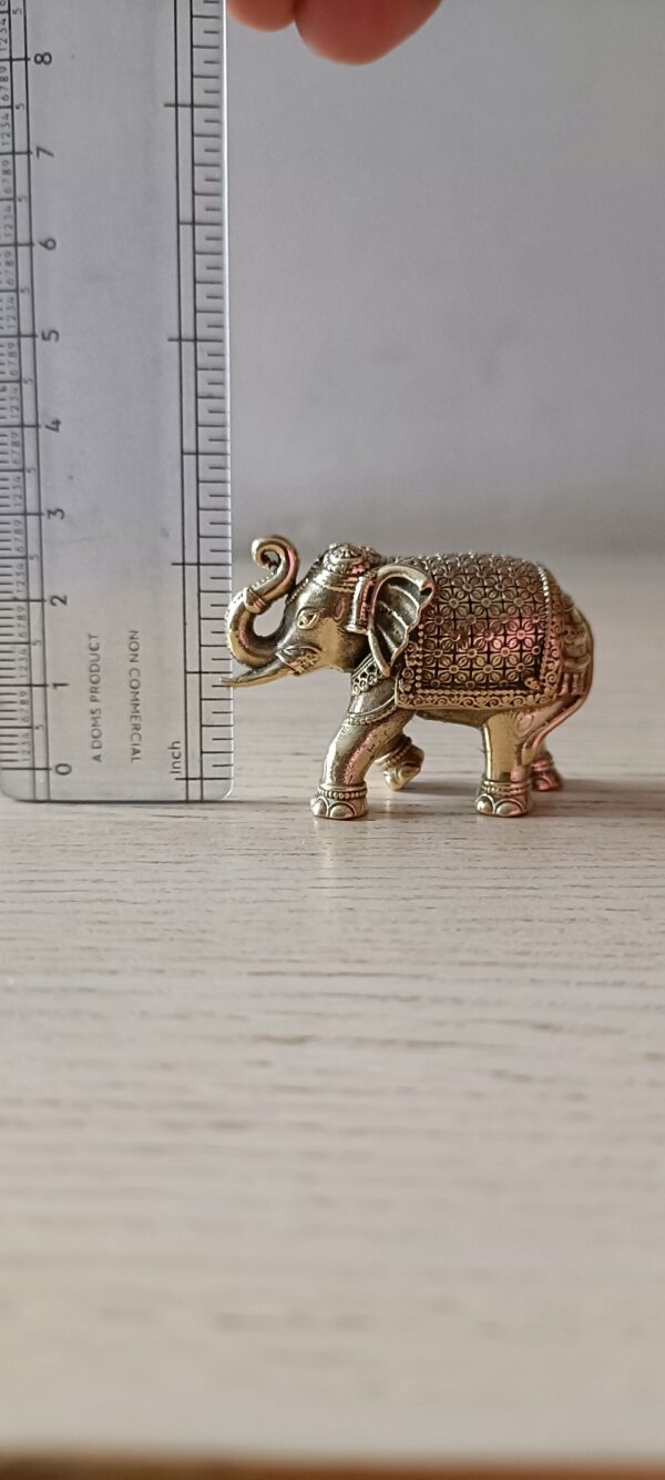 Set of 3 Brass Elephants – Trunk in Namaskar Posture (2", 2.5", 3") (approx 200 gms for set) - Image 5