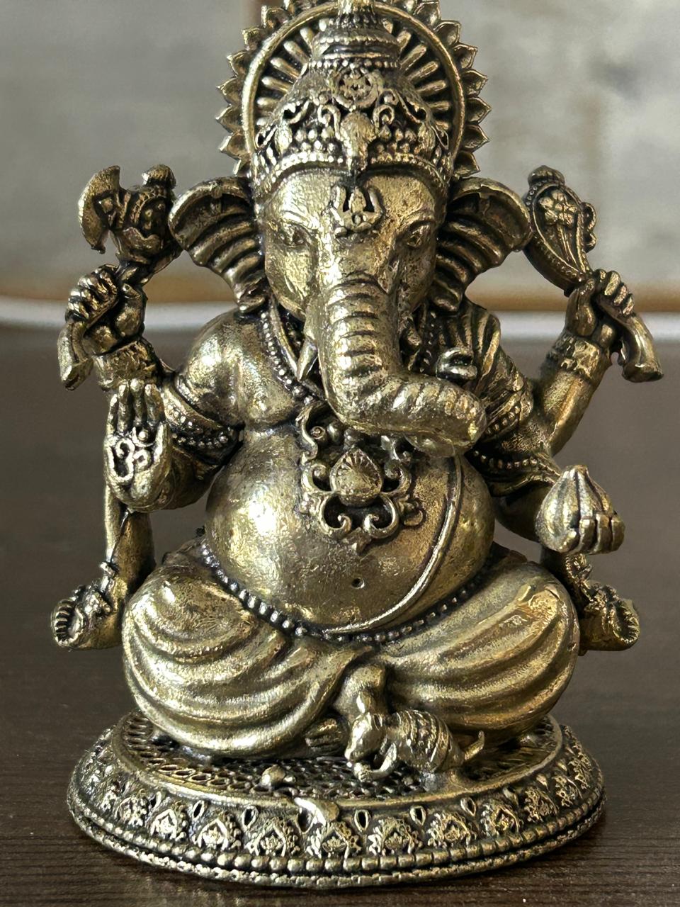 Ganpati ji Idol – Seated Pose - Brass (3 Inch, approx 150 gms) - Image 2