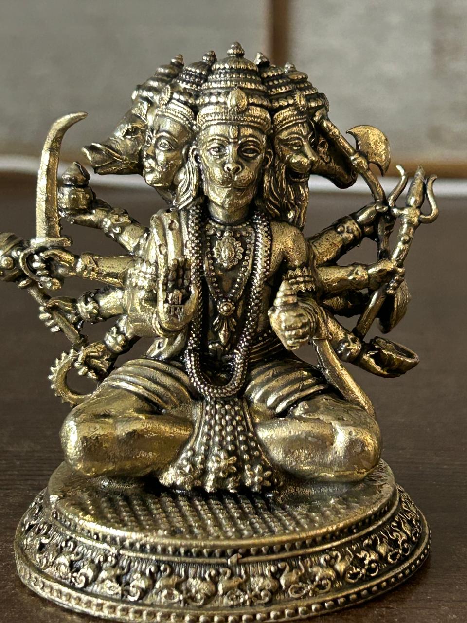Panchmukhi Hanuman ji Idol – Seated Pose - Brass (2.5 Inch, approx 140 gms) - Image 2