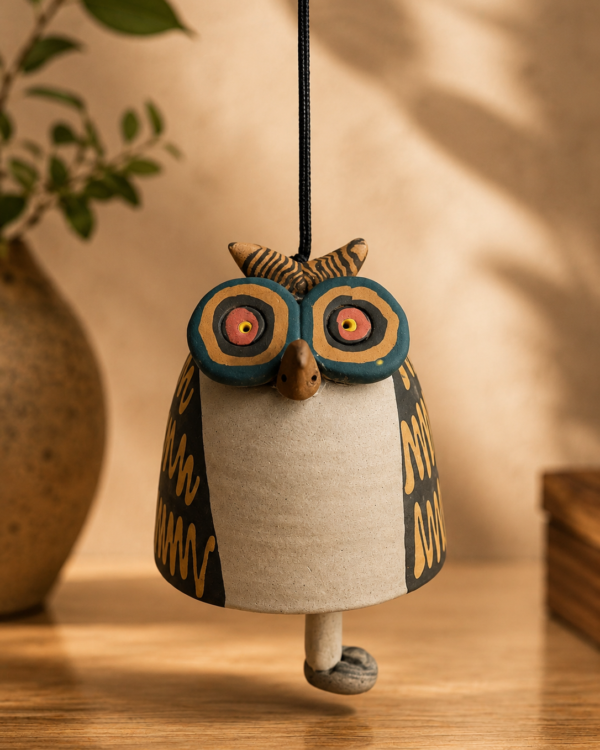 Owl, The Night Listener - Nerikomi Hanging Bell