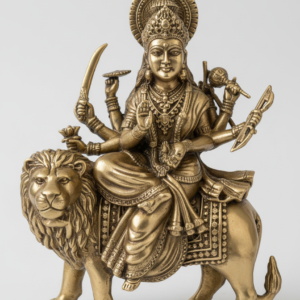 Maa Durga Idol – Seated on Lion, Brass  (3.5-Inch, 140 gms)