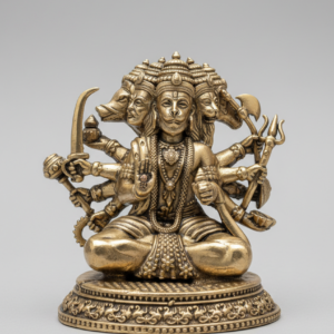 Panchmukhi Hanuman ji Idol – Seated Pose - Brass (2.5 Inch, approx 140 gms)