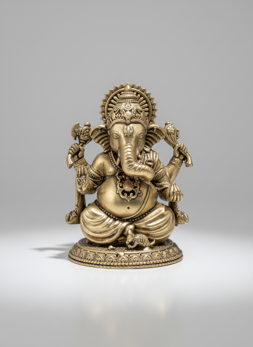 Ganpati ji Idol – Seated Pose - Brass (3 Inch, approx 150 gms)