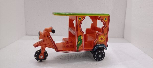 Multi colour - Wooden Lacquered Auto Rikshaw - (7" height) - Image 6