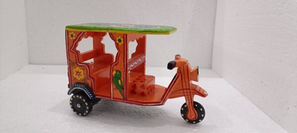Multi colour - Wooden Lacquered Auto Rikshaw - (7" height) - Image 2