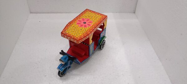Multi colour - Wooden Lacquered Auto Rikshaw - (7" height) - Image 4