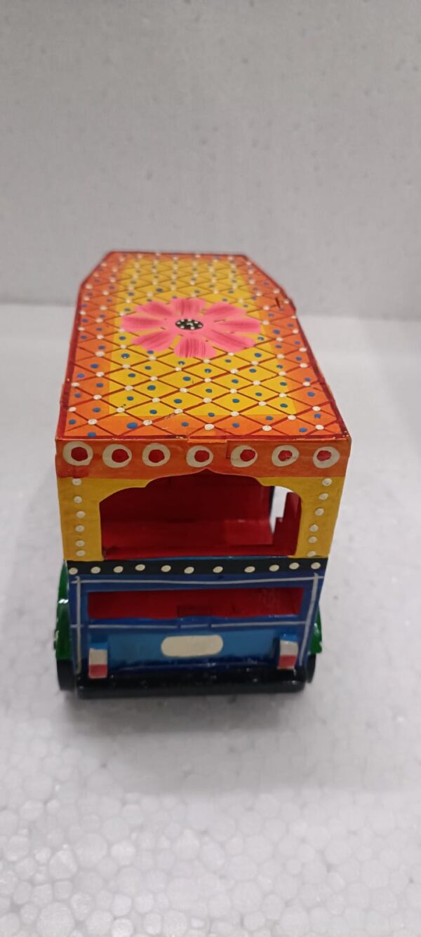 Multi colour - Wooden Lacquered Auto Rikshaw - (7" height) - Image 5