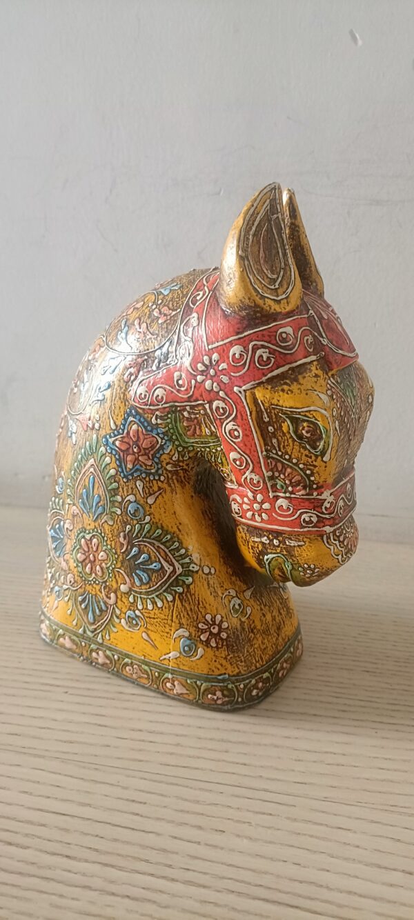 Hand-Painted Wooden Horse Face – Yellow | Table Décor from Jodhpur (4 Sizes) - 1 piece - Image 7