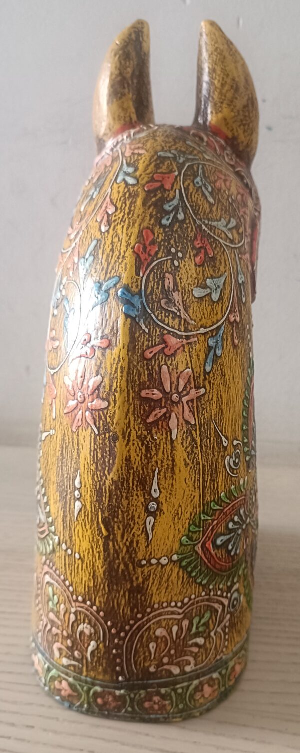Hand-Painted Wooden Horse Face – Yellow | Table Décor from Jodhpur (4 Sizes) - 1 piece - Image 4