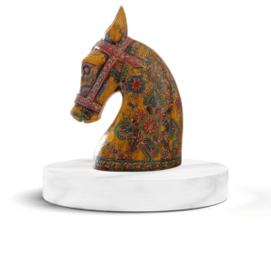 Hand-Painted Wooden Horse Face – Yellow | Table Décor from Jodhpur (4 Sizes) - 1 piece