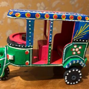 Multi colour - Wooden Lacquered Auto Rikshaw - (5" height)