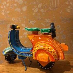 Multi colour - Wooden Lacquered Scooter - (8" height) - 1 piece - Assorted Colour