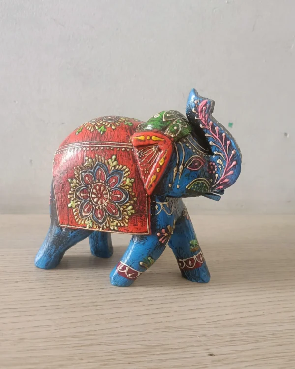 Elephant - Blue - Wooden Painted - set of 2 (4" and 6" Height)
