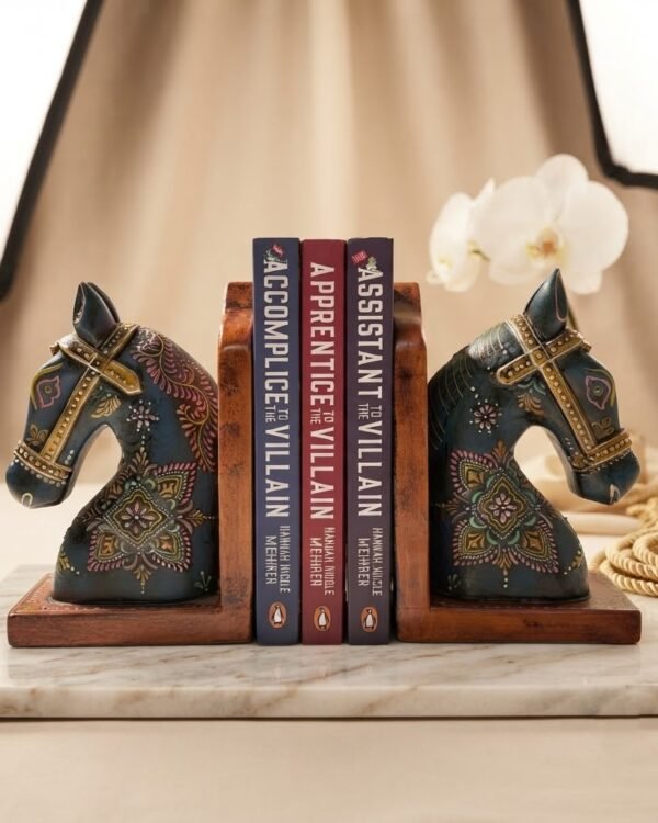 Handpainted Wooden Bookends Horse Face set of 2 (7 inch)