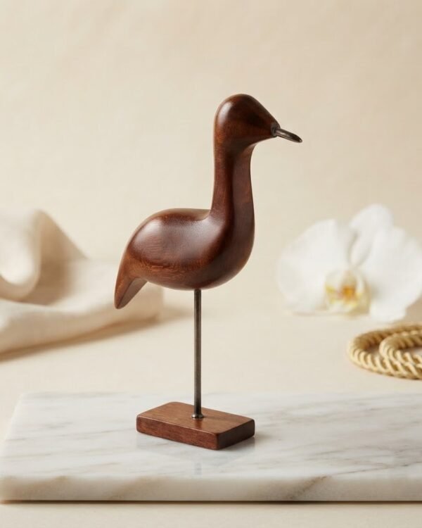 Natural Wooden Bird – Table Stand (Set of 2) | Handcrafted Décor – 10" & 12" Height
