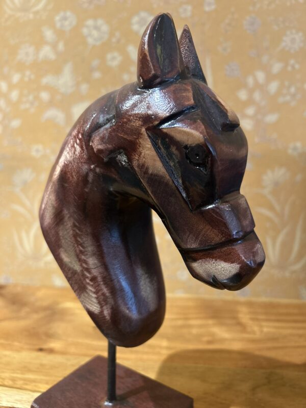 Hand-Painted Wooden Horse Face – Natural Finish (10.5-Inch, Table Stand) | Jodhpur Craftsmanship – 1 Piece - Image 6