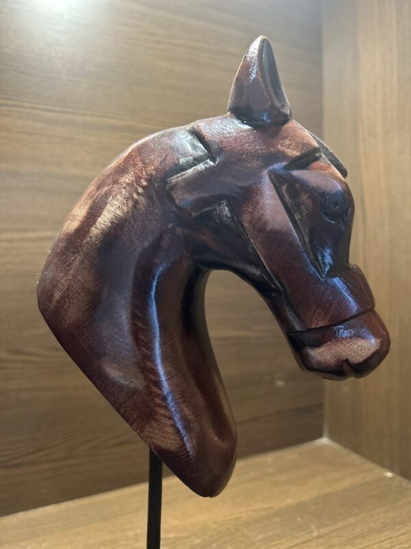 Hand-Painted Wooden Horse Face – Natural Finish (10.5-Inch, Table Stand) | Jodhpur Craftsmanship – 1 Piece - Image 5