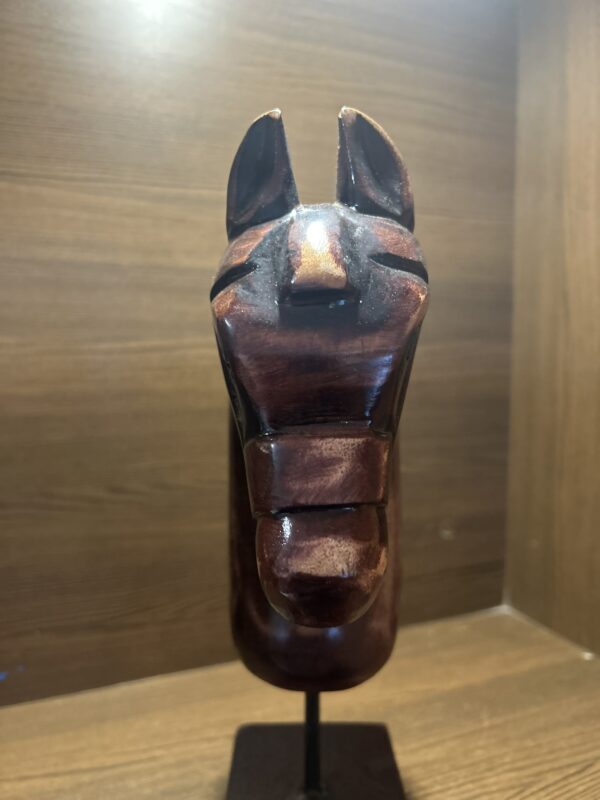 Hand-Painted Wooden Horse Face – Natural Finish (10.5-Inch, Table Stand) | Jodhpur Craftsmanship – 1 Piece - Image 4