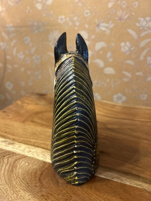 Hand-Painted Wooden Horse Face – Black | Table Décor from Jodhpur (6 inches height) - 1 piece - Image 4