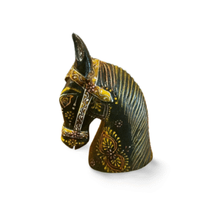 Hand-Painted Wooden Horse Face – Black | Table Décor from Jodhpur (6 inches height) - 1 piece
