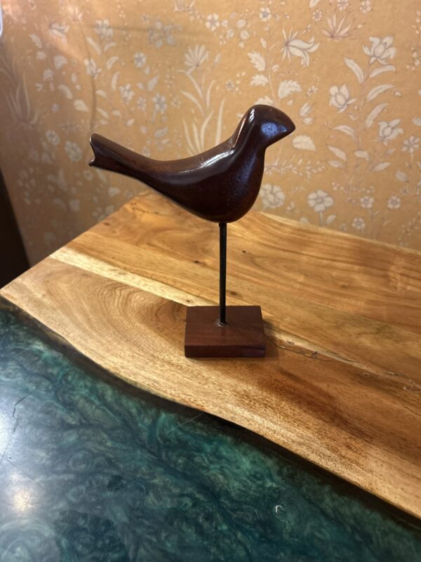 Natural Wooden Bird "Kukoo" – Table Stand (Set of 2) | Handcrafted Décor – 6" & 9" Height - Image 2