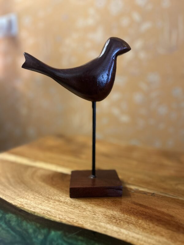 Natural Wooden Bird "Kukoo" – Table Stand (Set of 2) | Handcrafted Décor – 6" & 9" Height - Image 3