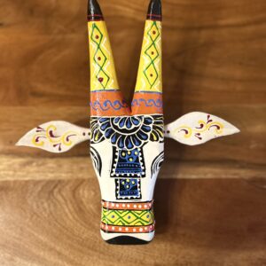 Hand-Painted Wooden Cow Face – Wall Mount (Set of 2 - 6" & 8") | Traditional Décor from Jodhpur