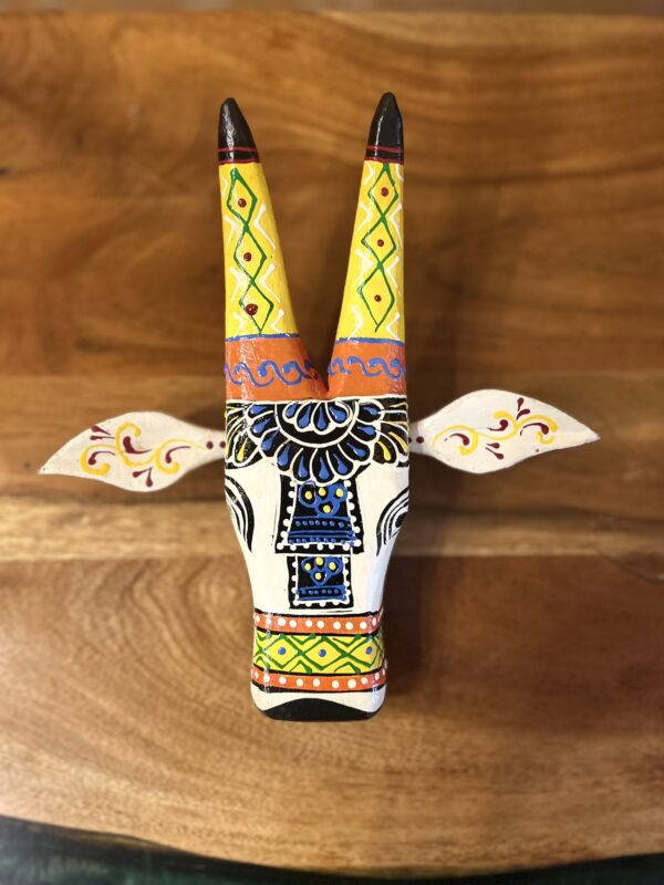 Hand-Painted Wooden Cow Face – Wall Mount (Set of 2 - 6" & 8") | Traditional Décor from Jodhpur