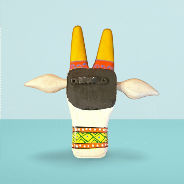 Hand-Painted Wooden Cow Face – Wall Mount (Set of 2 - 6" & 8") | Traditional Décor from Jodhpur - Image 2