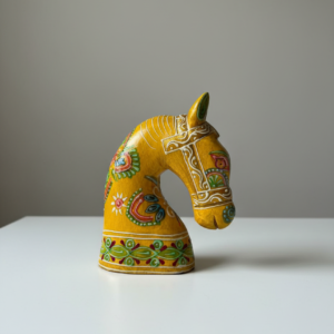 Hand-Painted Wooden Horse Face – Yellow | Table Décor from Jodhpur (6 inches height) - 1 piece (Copy)