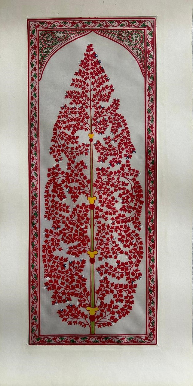 Tree of Life #33 - Pattachitra Art - Tussore Silk Painting - 6*16 inch - In Silk Cloth - Unframed