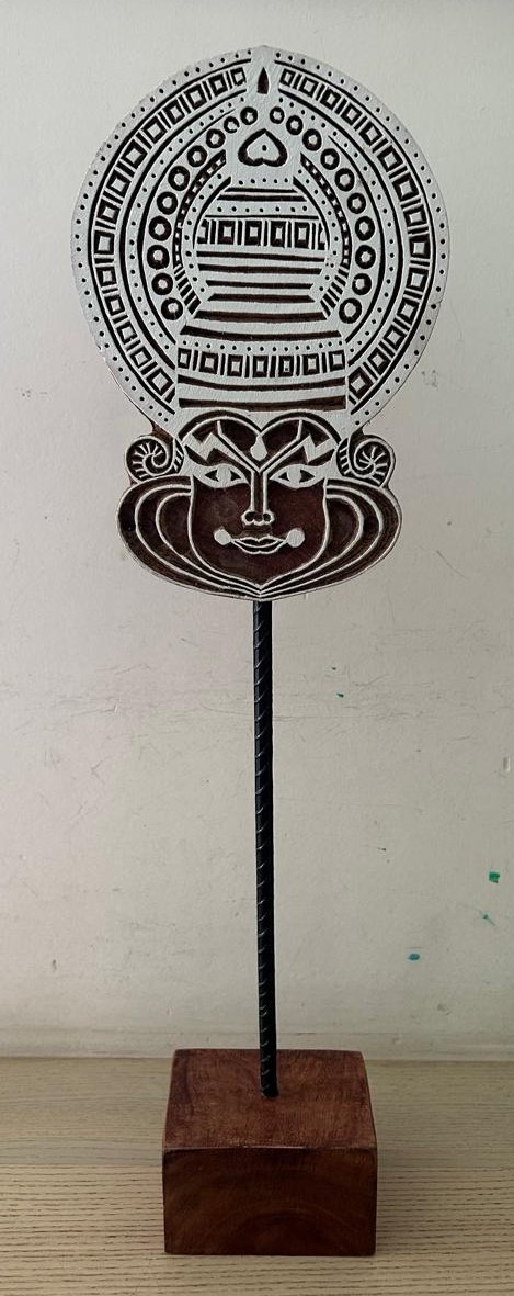 Kuchipudi Wooden Block Table Décor – Approx. 14 Inch