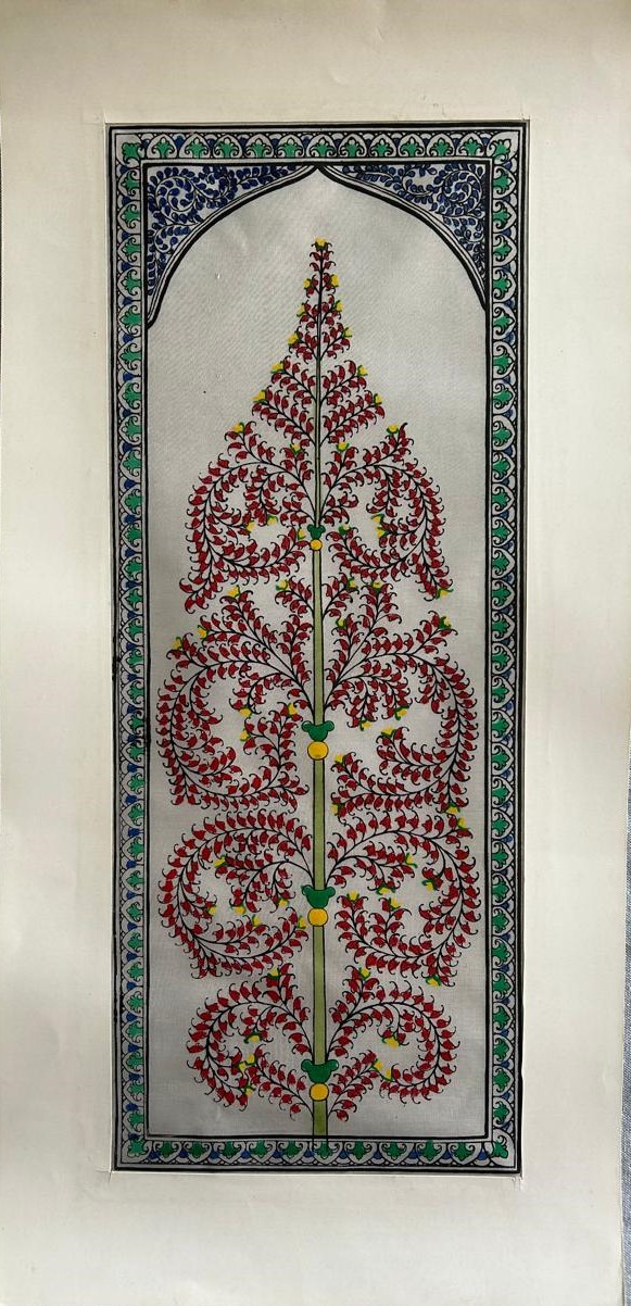 Tree of Life #35 - Pattachitra Art - Tussore Silk Painting - 6*16 inch - In Silk Cloth - Unframed