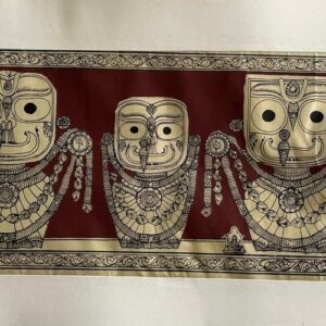 Shri Jagannath Pattachitra Art - Tussore Silk Painting - 6*16 inch - In Silk Cloth - Unframed