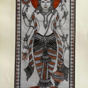 Shri Hari Vishnu Ji Pattachitra Art - Tussore Silk Painting - 6*16 inch - In Silk Cloth - Unframed