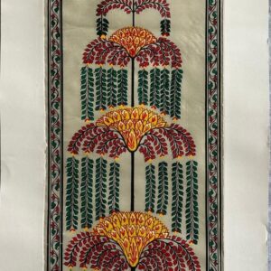 Tree of Life #23 - Pattachitra Art - Tussore Silk Painting - 6*16 inch - In Silk Cloth - Unframed