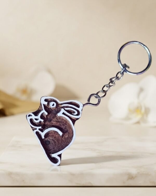 Rabbit - Wooden Block Key Chain