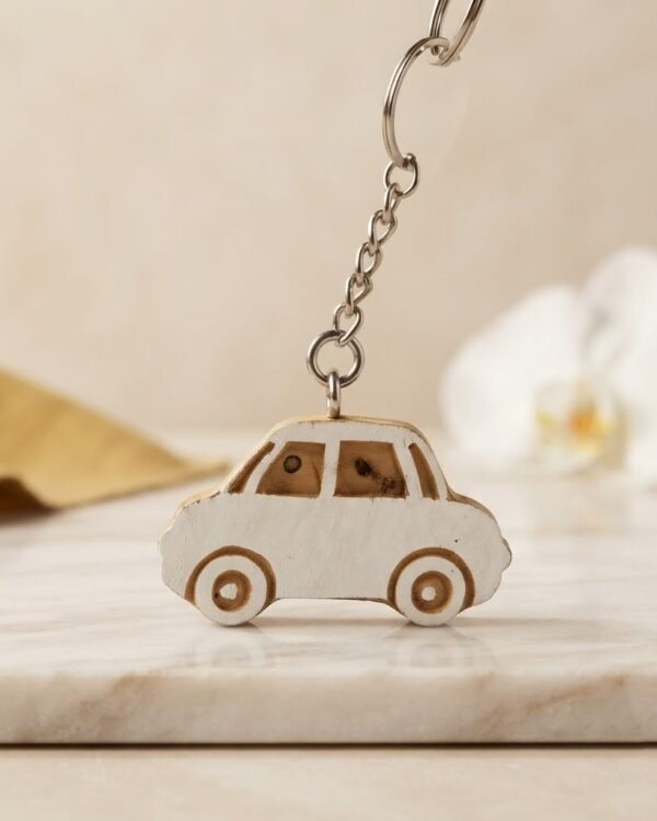 Car - Wooden Block Key Chain