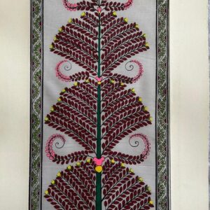 Tree of Life #25 - Pattachitra Art - Tussore Silk Painting - 6*16 inch - In Silk Cloth - Unframed