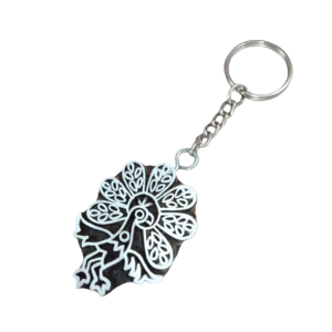 Peacock - Wooden Block Key Chain