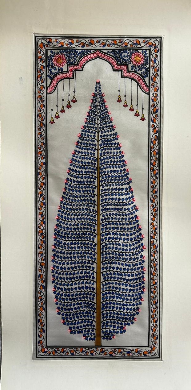 Tree of Life #34 - Pattachitra Art - Tussore Silk Painting - 6*16 inch - In Silk Cloth - Unframed