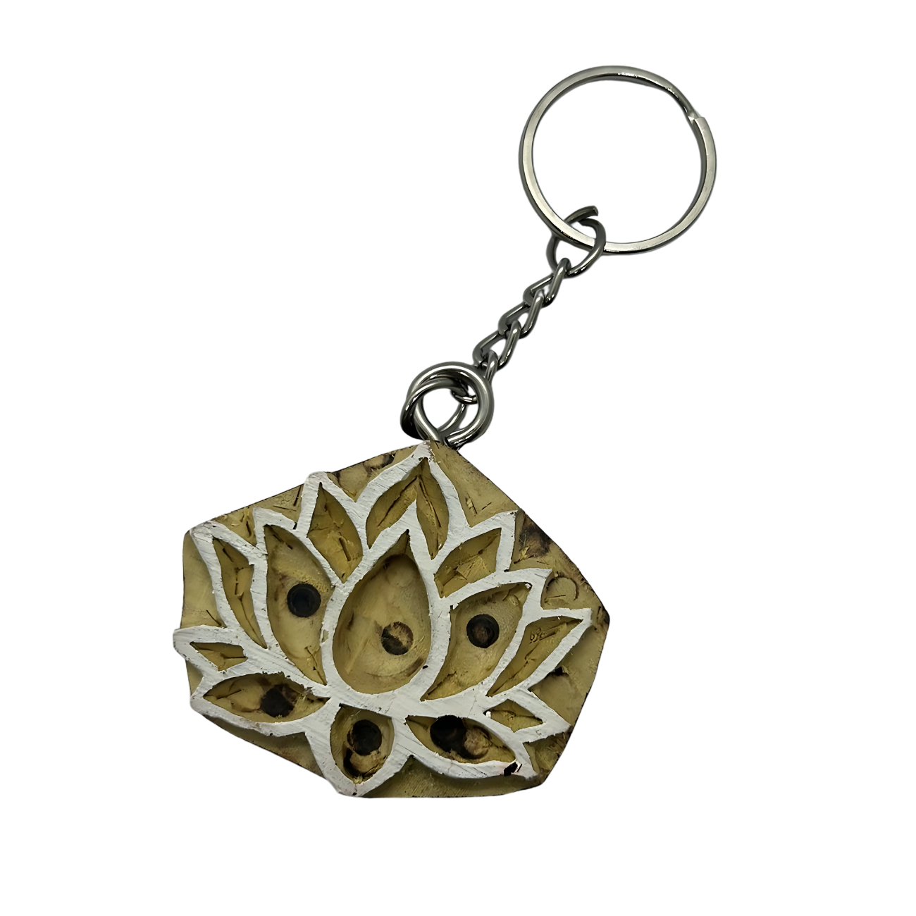 Lotus - Wooden Block Key Chain