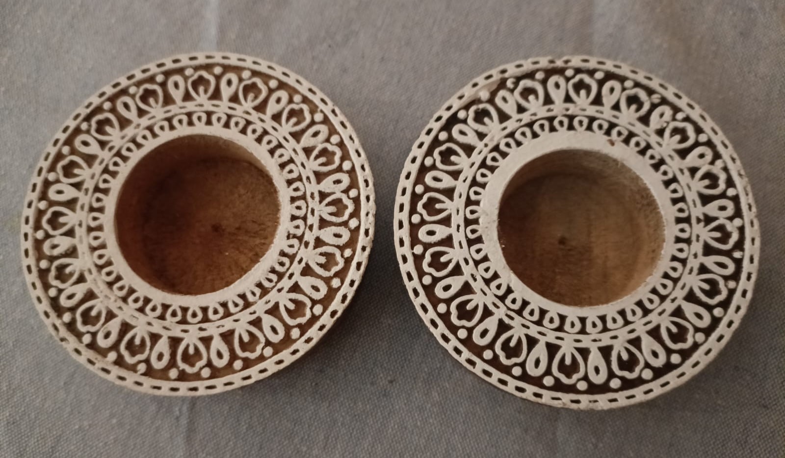 Round #2 - Wooden Block T-Light Candle Holders - Set of 2 - Image 3