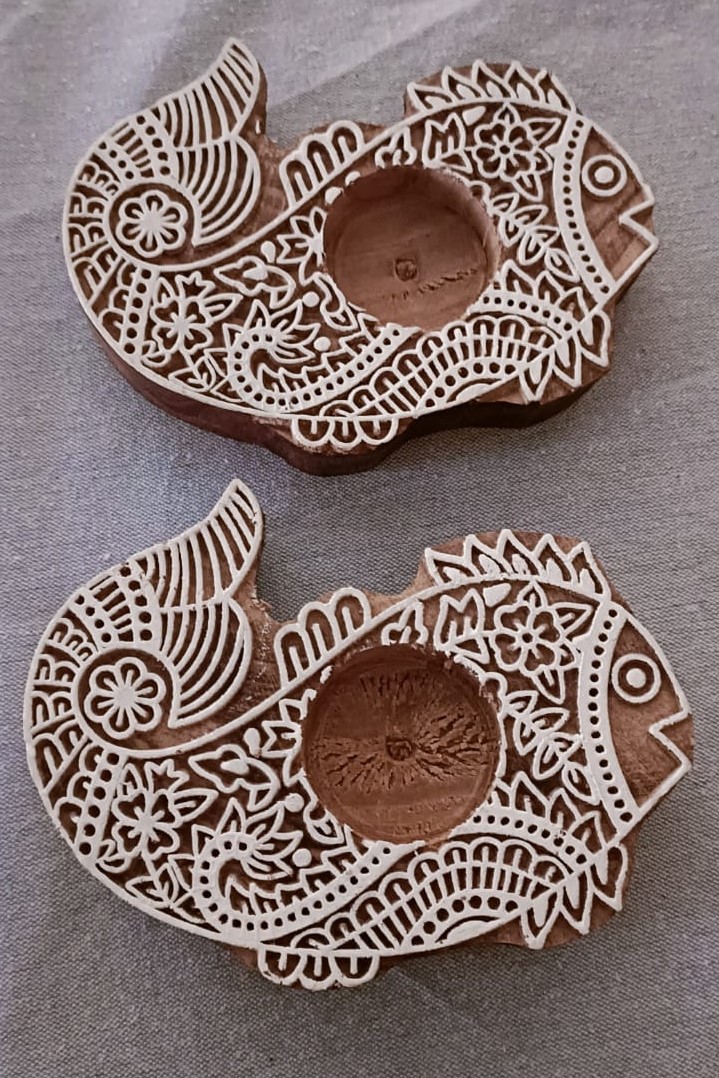 Fish - Wooden Block T-Light Candle Holders - Set of 2 - Image 6