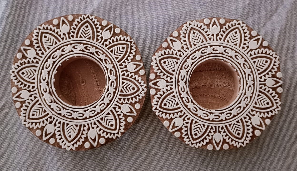 Round #1 - Wooden Block T-Light Candle Holders - Set of 2 - Image 2
