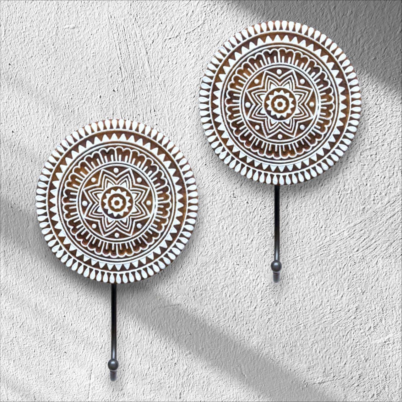 Round - Wooden Block wall Hook - Set of 2