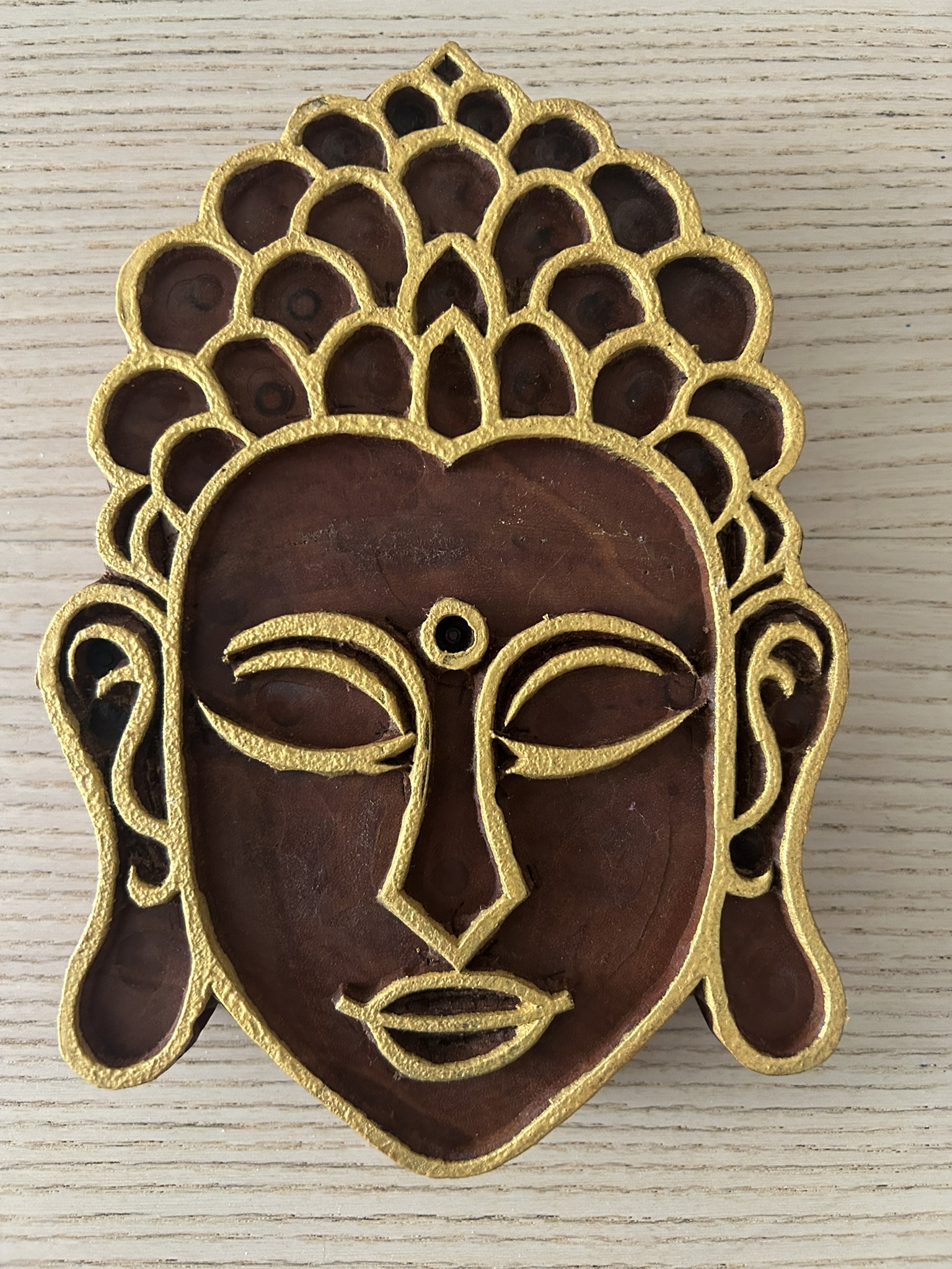 Buddha Wooden Block Wall Décor – Antique Finish (Approx. 8 Inch)